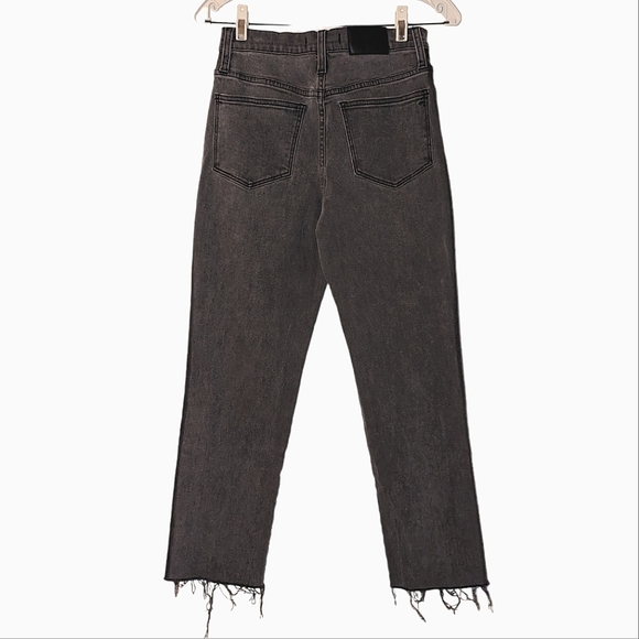 Madewell Classic Straight High Rise Cropped Frayed Hem Denim Jeans Size 25 - Picture 2 of 13
